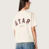 Camicie unisex “Star” in cotone bianco con cristalli sfumati su tutta la superficie e stampa sul retro