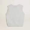 Canotta da donna senza maniche in maglia azzurro chiaro