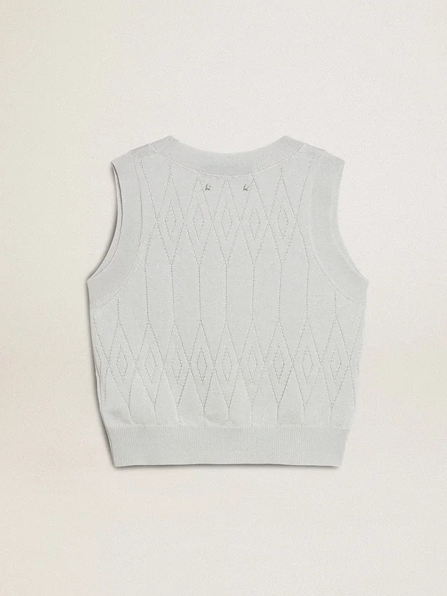 Canotta da donna senza maniche in maglia azzurro chiaro