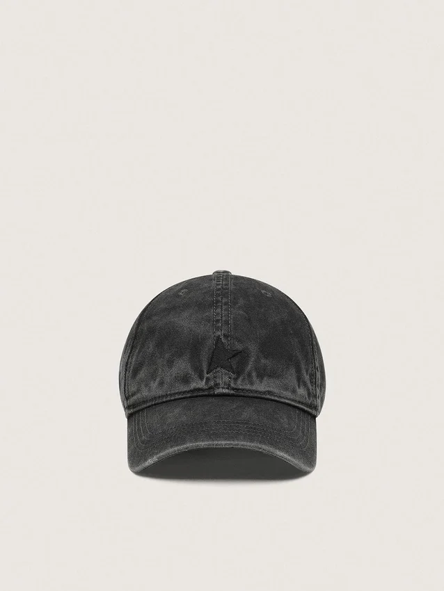 Cappellino da baseball antracite con stella ricamata tono su tono