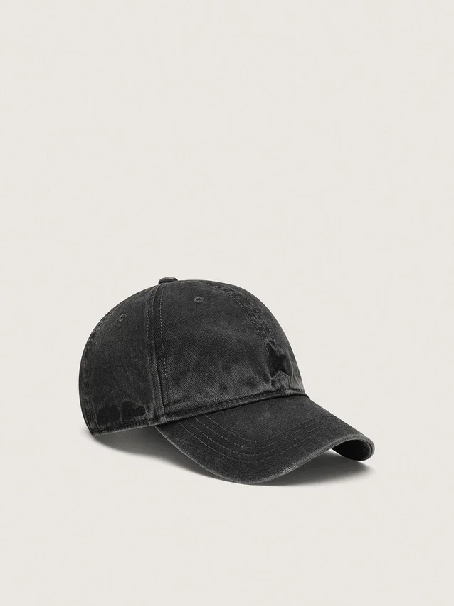 Cappellino da baseball antracite con stella ricamata tono su tono