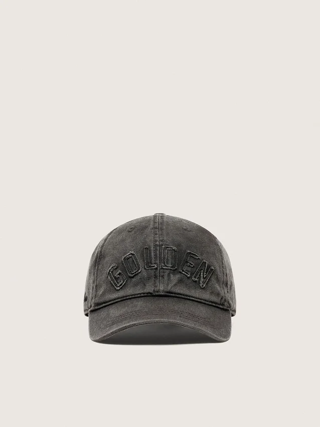 Cappellino da baseball antracite con toppa tono su tono “Golden”