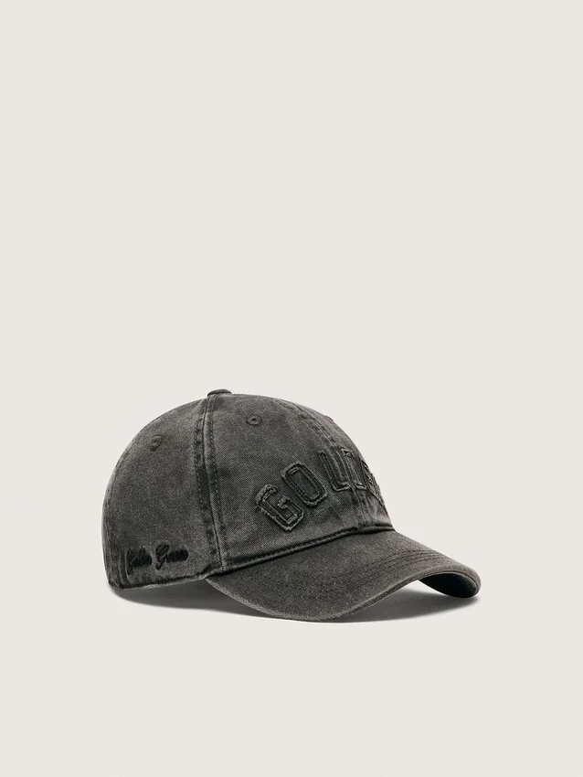 Cappellino da baseball antracite con toppa tono su tono “Golden”