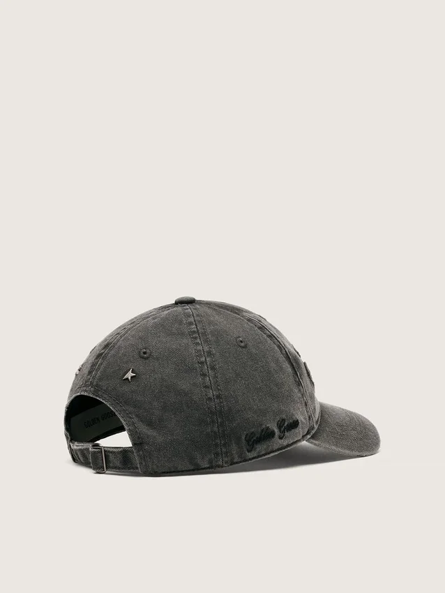 Cappellino da baseball antracite con toppa tono su tono “Golden”