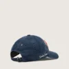 Cappellino da baseball blu denim con toppa “Golden” in spugna rossa e bianca