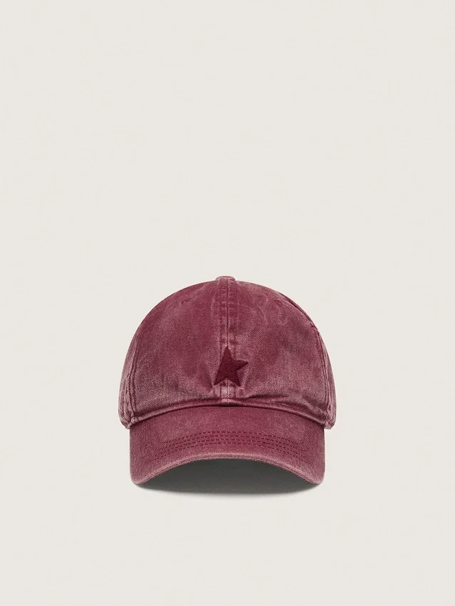 Cappellino da baseball bordeaux con stella ricamata tono su tono