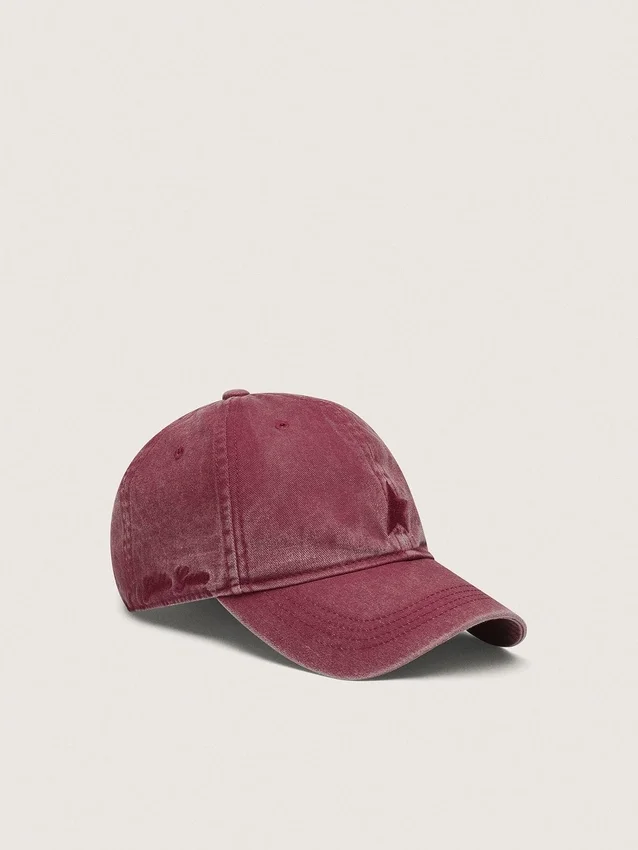 Cappellino da baseball bordeaux con stella ricamata tono su tono