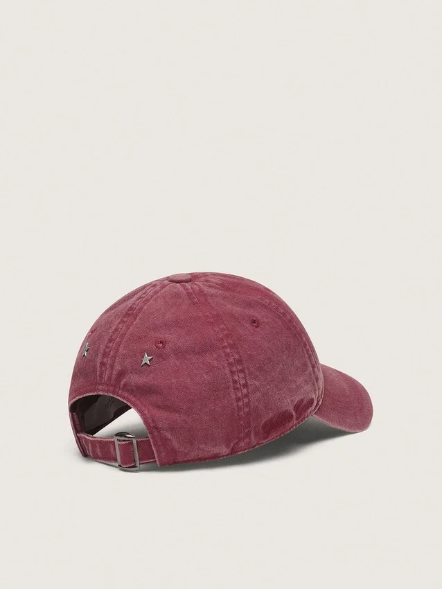 Cappellino da baseball bordeaux con stella ricamata tono su tono
