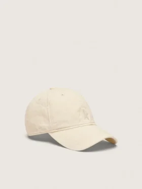 Cappellino da baseball color ecrù con stella ricamata tono su tono