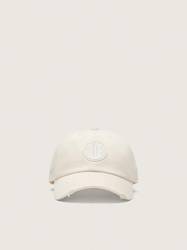 Cappellino da baseball Journey in twill di cotone bianco con toppa e ricamo golden goose