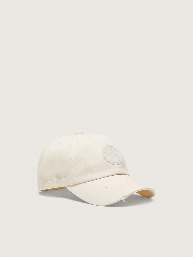 Cappellino da baseball Journey in twill di cotone bianco con toppa e ricamo golden goose