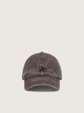 Cappellino da baseball marrone scuro con stella ricamata tono su tono