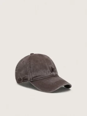 Cappellino da baseball marrone scuro con stella ricamata tono su tono