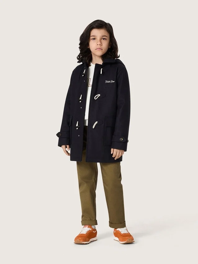 Cappotto da bambino blu scuro con cappuccio