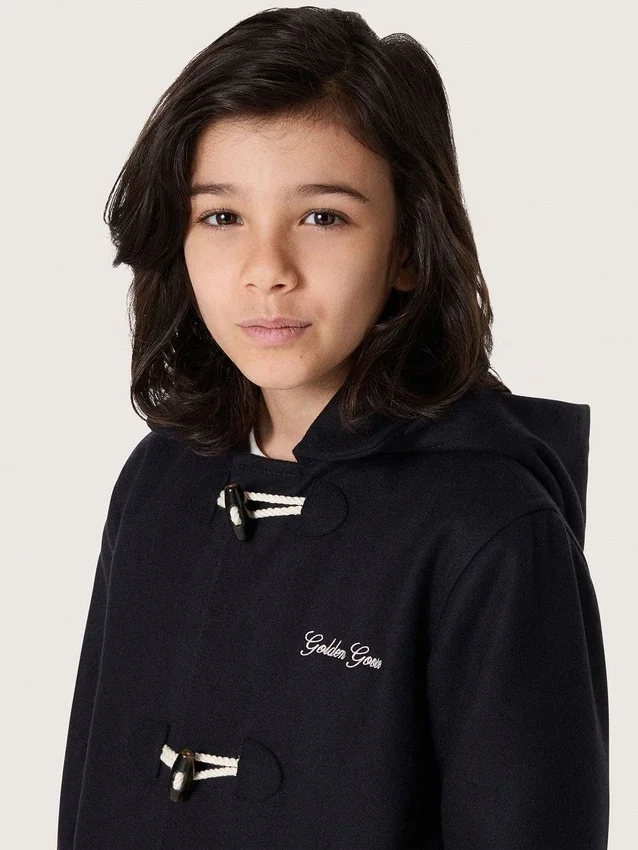 Cappotto da bambino blu scuro con cappuccio