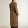 Cappotto da donna doppiopetto in misto lana beige