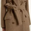 Cappotto da donna doppiopetto in misto lana beige