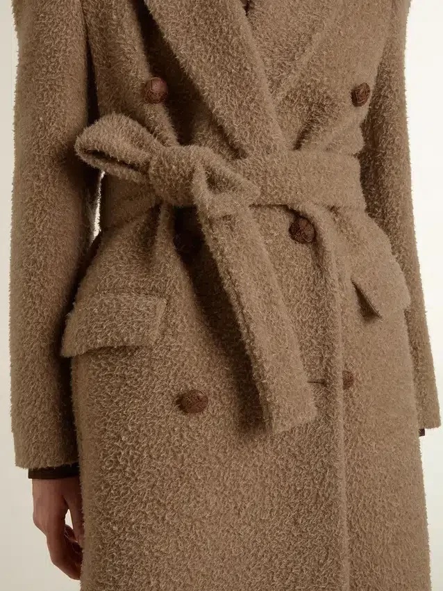 Cappotto da donna doppiopetto in misto lana beige