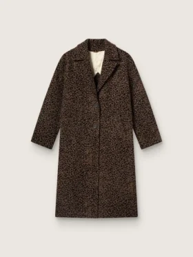 Cappotto da donna monospalla a forma di bozzolo in lana con motivo jacquard