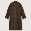 Cappotto da donna monospalla a forma di bozzolo in lana con motivo jacquard