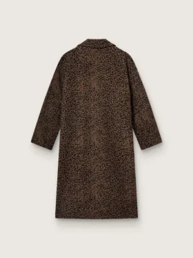 Cappotto da donna monospalla a forma di bozzolo in lana con motivo jacquard