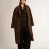 Cappotto da donna monospalla a forma di bozzolo in lana con motivo jacquard