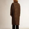 Cappotto da donna monospalla a forma di bozzolo in lana con motivo jacquard