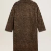 Cappotto da donna monospalla a forma di bozzolo in lana con motivo jacquard
