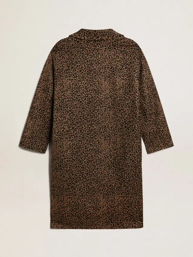 Cappotto da donna monospalla a forma di bozzolo in lana con motivo jacquard