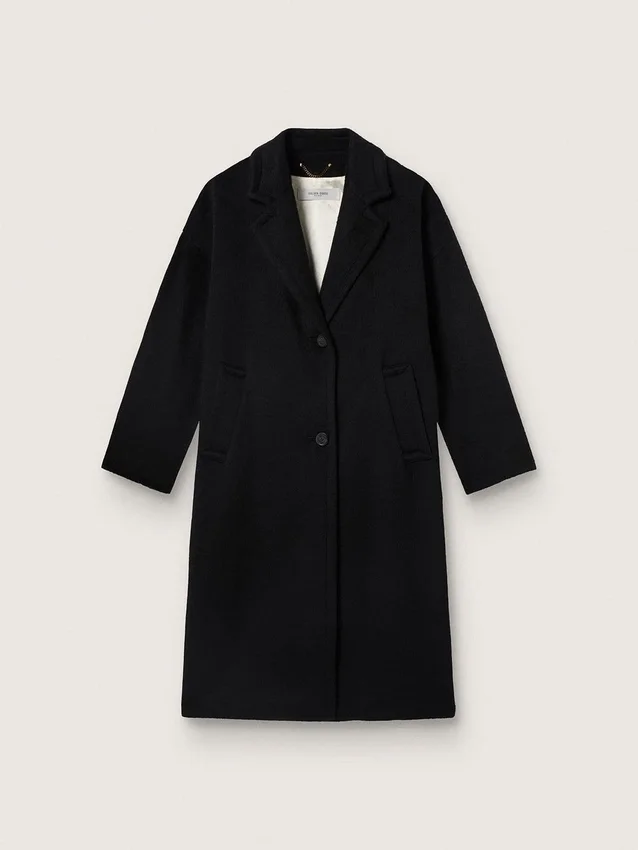 Cappotto da donna nero a farfalla monopetto
