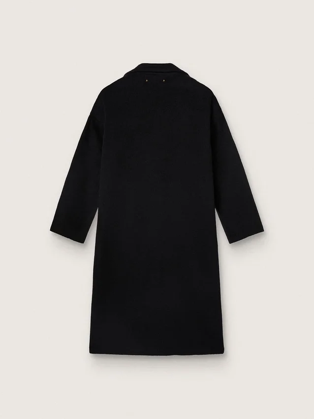 Cappotto da donna nero a farfalla monopetto