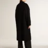 Cappotto da donna nero a farfalla monopetto