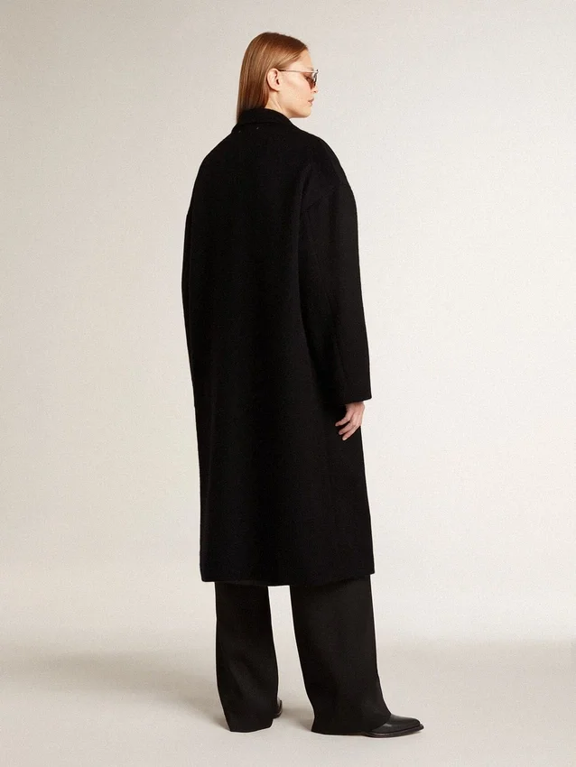 Cappotto da donna nero a farfalla monopetto