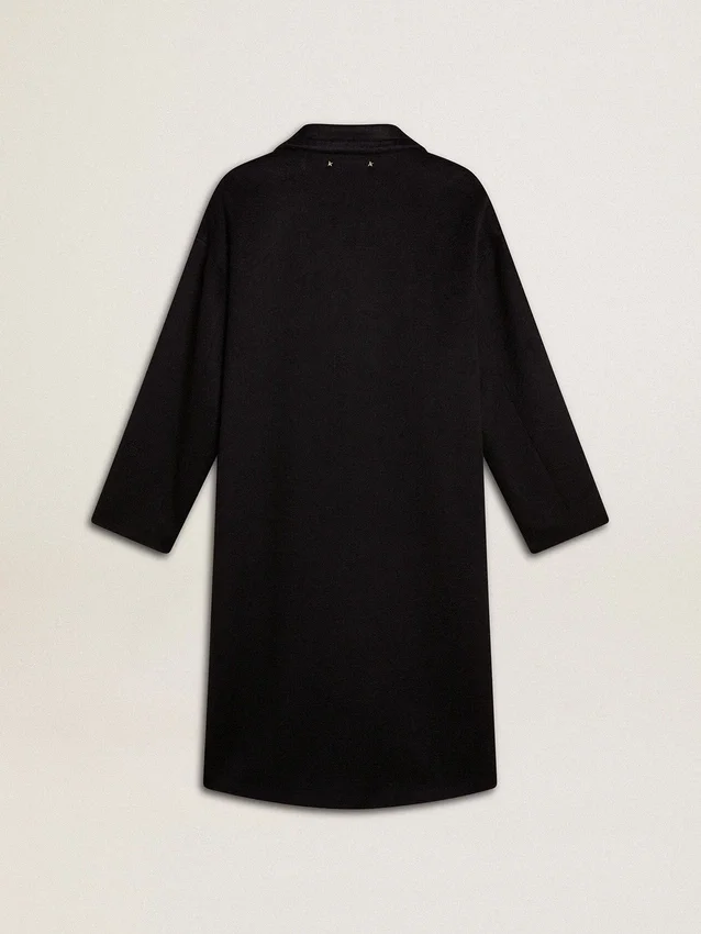 Cappotto da donna nero a farfalla monopetto