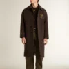 Cappotto da uomo Journey monopetto in misto lana stropicciata con spilla floreale