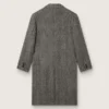 Cappotto da uomo monopetto in lana con trama a spina di pesce beige e grigia