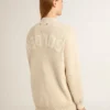 Cardigan da donna beige con scritta “Golden” sul retro