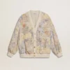 Cardigan da donna con stampa floreale e ricami