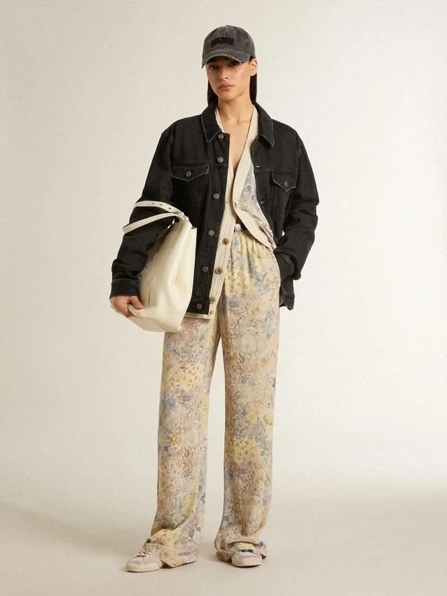 Cardigan da donna con stampa floreale e ricami