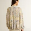Cardigan da donna con stampa floreale e ricami