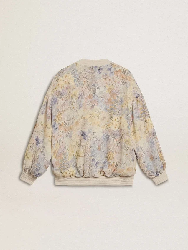 Cardigan da donna con stampa floreale e ricami