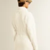 Cardigan da donna in cotone color crema con ricami floreali