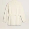 Cardigan da donna in cotone color crema con ricami floreali