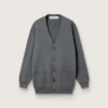Cardigan da donna in cotone grigio melange con logo sul retro