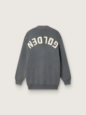 Cardigan da donna in cotone grigio melange con logo sul retro