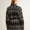 Cardigan da donna nero con cintura e cristalli