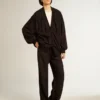 Cardigan da donna nero con ricamo sfumato