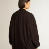 Cardigan da donna nero con ricamo sfumato