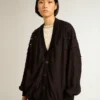 Cardigan da donna nero con ricamo sfumato