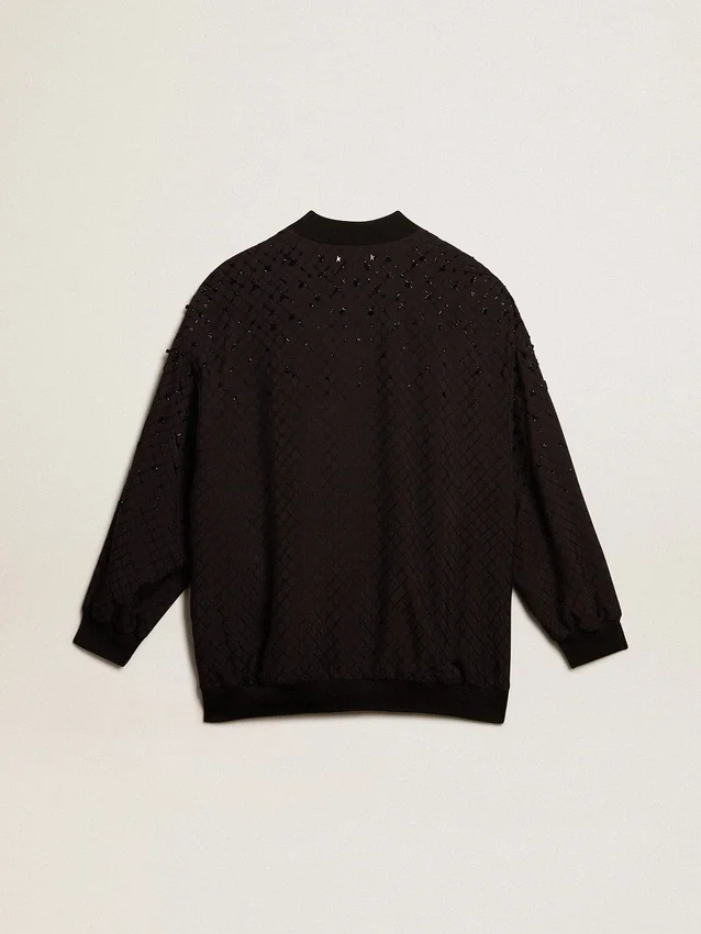 Cardigan da donna nero con ricamo sfumato